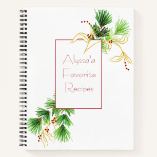 Kerstdennen met gouden bladeren Receptenboek Notitieboek