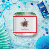 Kerstdennen & Rode Lint met Boomrand Papieren Bord (Feest)