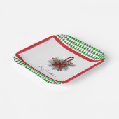Kerstdennen & Rode Lint met Boomrand Papieren Bord (Gebogen)