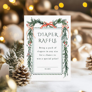 Kerstdennen Rode Strik Guirlande Luier Raffle Informatiekaartje