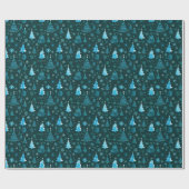 Kerstdennen Sneeuwvlokken Groen Kerst Cadeaupapier (Vlak)