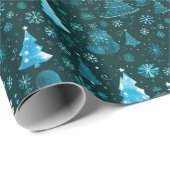 Kerstdennen Sneeuwvlokken Groen Kerst Cadeaupapier (Rol Hoek)