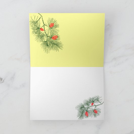 Kerstdennen Tak Vintage Kunst Kaart (Binnen)