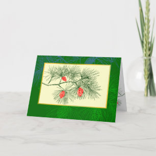 Kerstdennen Tak Vintage Kunst Kaart