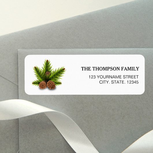 Kerstdennenappels | Elegant retouradres Etiket