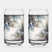 Kerstdennenappels Holly Pine Branch Snow Blikvorm Glas (Voorkant)
