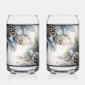 Kerstdennenappels Holly Pine Branch Snow Blikvorm Glas (Achterkant)