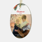 Kerstdennenbessen Custom Family Photo Keramisch Ornament (Links)
