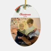 Kerstdennenbessen Custom Family Photo Keramisch Ornament (Voorkant)