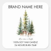 Kerstdennenbomen & Herten Kaarslabels Vierkante Sticker (Voorkant)