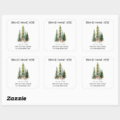 Kerstdennenbomen & Herten Kaarslabels Vierkante Sticker (Vel)