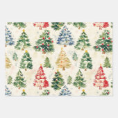 Kerstdennenbomen Kleurrijke inpakpapier Blad Vel (Voorkant)
