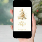 Kerstdennenboom sneeuw beige zaken feestdagenkaart