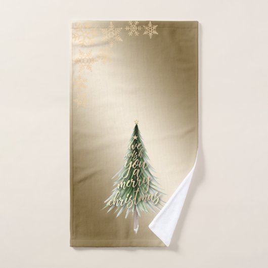 Kerstdennenboom, sneeuwvlokken bad handdoek (Handdoek)