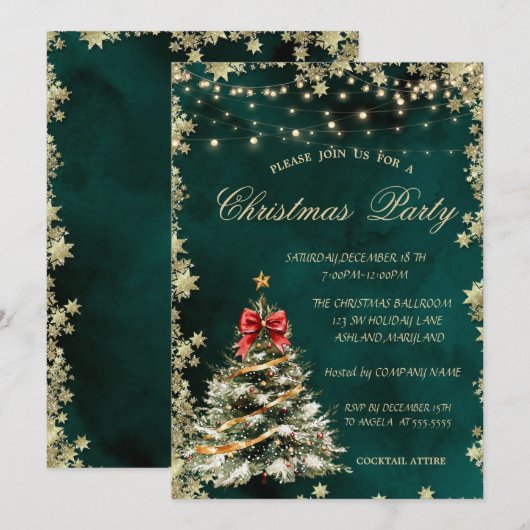 Kerstdennenboom, sterren Green Christmas Company Kaart (Voorkant / Achterkant)