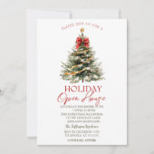 Kerstdennenboom Sterren Groene Vakantie Open Huis Kaart (Voorkant)