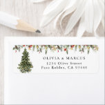 Kerstdennenboom verlichting bruiloft retour adres etiket<br><div class="desc">Boho Rustic Christmas Pine Tree Lights Winter Holiday Wedding Return Adreslabel. Boheemse stijl drop botanicals adreslabel met elegante en eenvoudige boho rustieke boom en pijnbomen botanicals in handgedrukte waterverf. De unieke lichtboom is prachtig voor zowel kerst- als winterbruiloften. Bewerkbaar adreslabel voor vakantie- en winterbruiloften.</div>