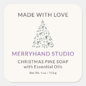 Kerstdennenboom Zeep Label Cream Holiday (Voorkant)