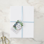Kerstdennenkrans blauwe winterbessen cadeaulabel (Met Touw)
