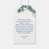 Kerstdennenkrans blauwe winterbessen cadeaulabel (Achterkant)