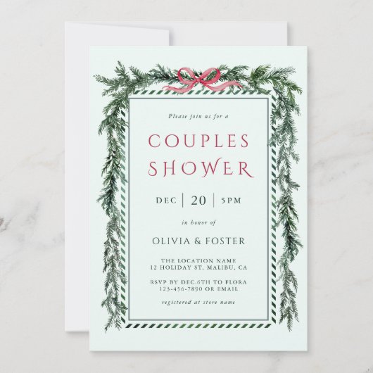 Kerstdennenkrans Koppel Shower Mintgroen Kaart (Voorkant)