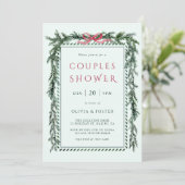 Kerstdennenkrans Koppel Shower Mintgroen Kaart (Staand voorkant)