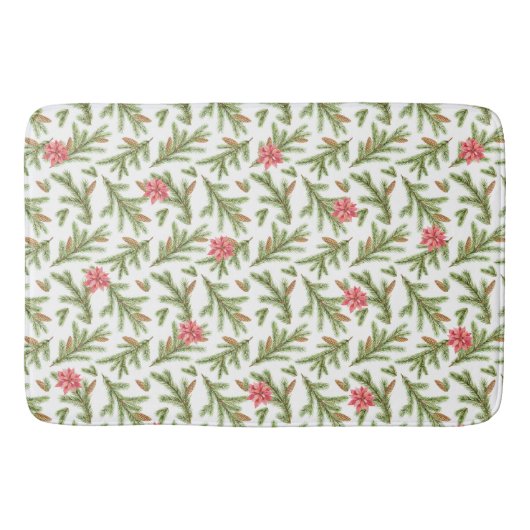 Kerstdenploegen en Poinsettias Badmat (Voorkant)