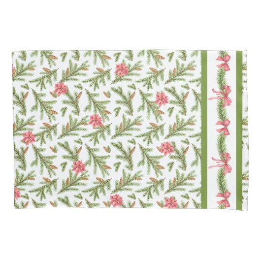 Kerstdenploegen en Poinsettias Kussensloop (Voorkant)