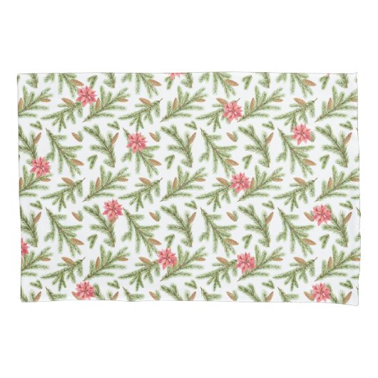 Kerstdenploegen en Poinsettias Kussensloop (Voorkant)