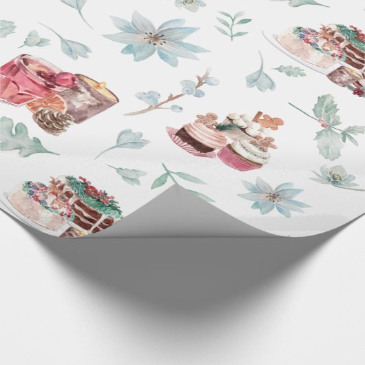 kerstdesserts en -drinken cadeaupapier (Hoek)