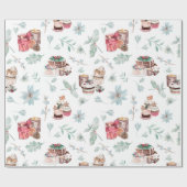 kerstdesserts en -drinken cadeaupapier (Vlak)