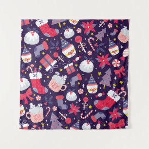 Kerstdesserts, sterrenpatroon. wandkleed
