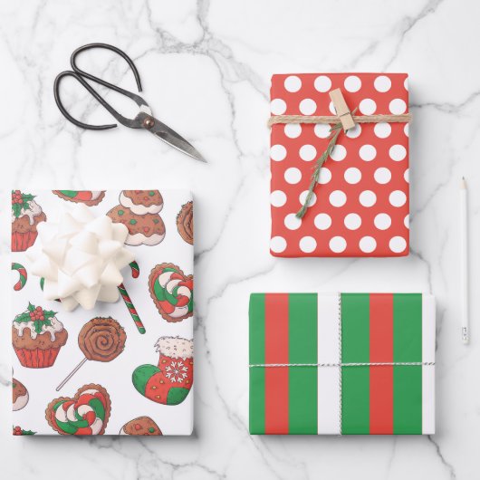 kerstdesserts voorraad verpakkingspapierset inpakpapier vel (Voorkant)