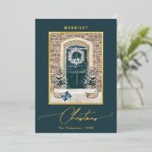 Kerstdeur Elegant Slate Grey Folie Feestdagenkaart (Staand Voorkant)