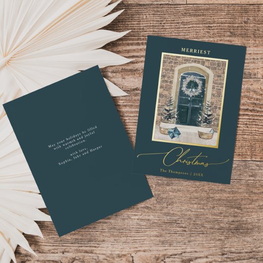 Kerstdeur Elegant Slate Grey Folie Feestdagenkaart