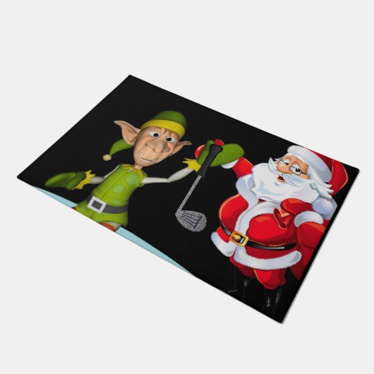 Kerstdeur Mat, Santa Golf Deurmat (Schuin)