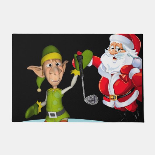 Kerstdeur Mat, Santa Golf Deurmat (Voorkant)