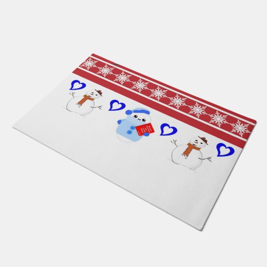 Kerstdeur Mat, Snowman Deurmat (Schuin)