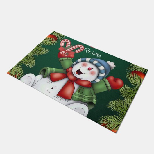 Kerstdeur Mat, Snowman Deurmat (Schuin)