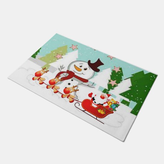 Kerstdeur Mat, Snowman Deurmat (Schuin)