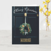 Kerstdeur met krans kaart (Gele Bloem)