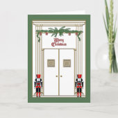 Kerstdeur met notenkrakers feestdagen kaart (Voorkant)