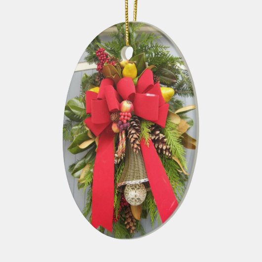 Kerstdeur Ovale versiering Keramisch Ornament (Links)