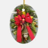 Kerstdeur Ovale versiering Keramisch Ornament (Voorkant)