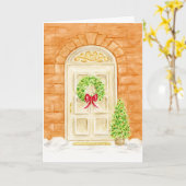 Kerstdeur Voorste Wenskaart Kaart (Gele Bloem)