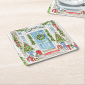 Kerstdeur Waterverf Onderzetter (Schuin)