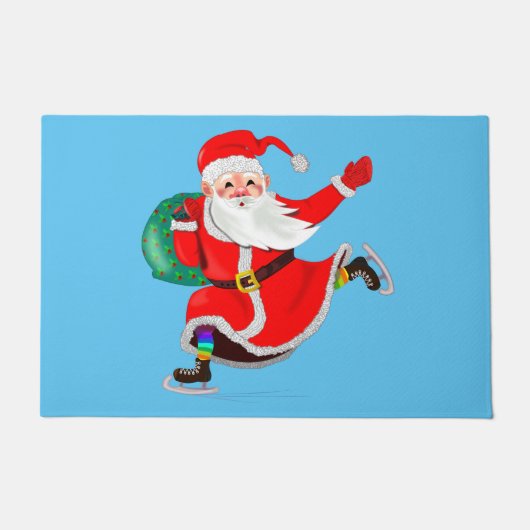 Kerstdeurmat Kerstman met Gift Deurmat (Voorkant)
