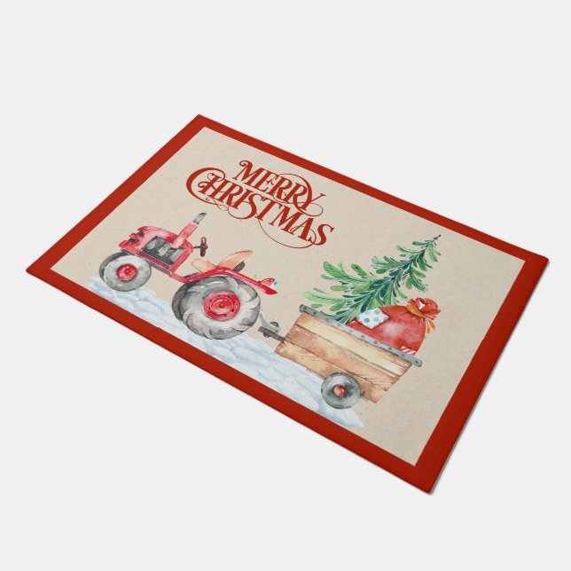 Kerstdeurmat voor boerderijen deurmat (Schuin)