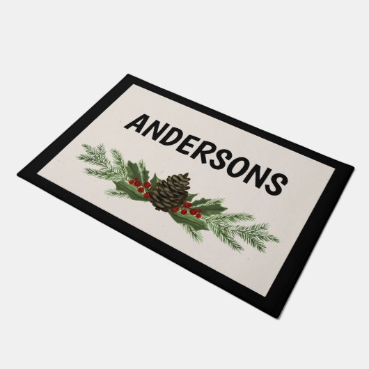 Kerstdeuromat met Pine Greenery Deurmat (Schuin)