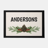 Kerstdeuromat met Pine Greenery Deurmat (Voorkant)